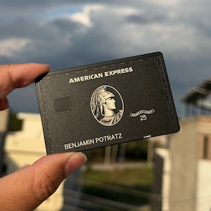 Tarjeta metálica personalizada "AMEX Black Centurion" 1:1 – Diseño novedoso grabado con láser, cubierta de acero inoxidable hecha a mano