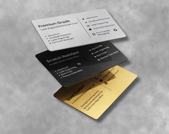 Custom Engraved Metal Business Cards – Aluminum, Black, Silver & Gold