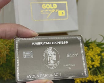 Tarjeta metálica personalizada de acero inoxidable – Espejo AMEX - Diseño Amex grabado con láser 2026
