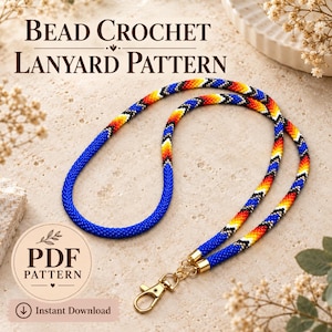 Bead Crochet Lanyard Pattern PDF, Colorful Geometric Seed Bead Rope Pattern