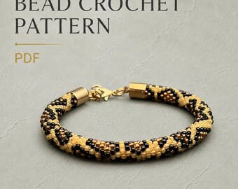 Leopard Bracelet Pattern PDF, Animal Print Beaded Crochet Design, Seed Bead Bracelet Pattern