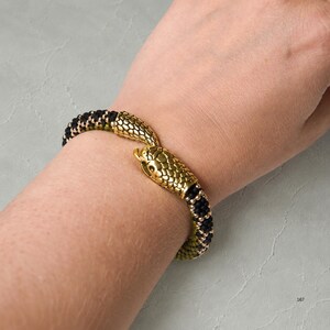 Olive Python Bracelet Pattern PDF, Snake Bead Crochet Pattern, Black Olive Seed Bead Bracelet, Serpent Jewelry Design image 8
