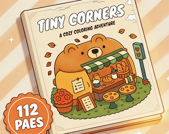 Kleurboek kleine hoeken, gedurfde eenvoudige lijntekeningen, gezellige scènes (digitale download)