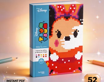 Disney Tsum Tsum Pixel, Mystery Colour By Number-boek voor kinderen en volwassenen (pdf) – 52 pagina's