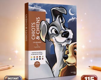 Dog Mystery pagina's in kleur op nummer, geïnspireerd op lady and vagebond, 115 pagina's (pdf-download)