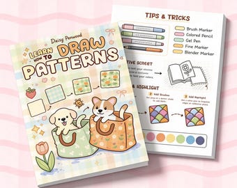Kleurboek patronen tekenen – eenvoudige kawaii-ontwerpen voor kinderen en volwassenen (pdf-download)