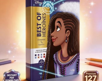 Disney Heldinnen Mysterie Boek Kleur Op Nummer | Kleurboek pdf voor volwassenen, ontspannende afdrukbare kunsttherapie