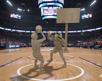 Realistische Basketballfiguren STL Dynamische Spielszene - 3D Druckdatei - Geschenk für Basketballfans