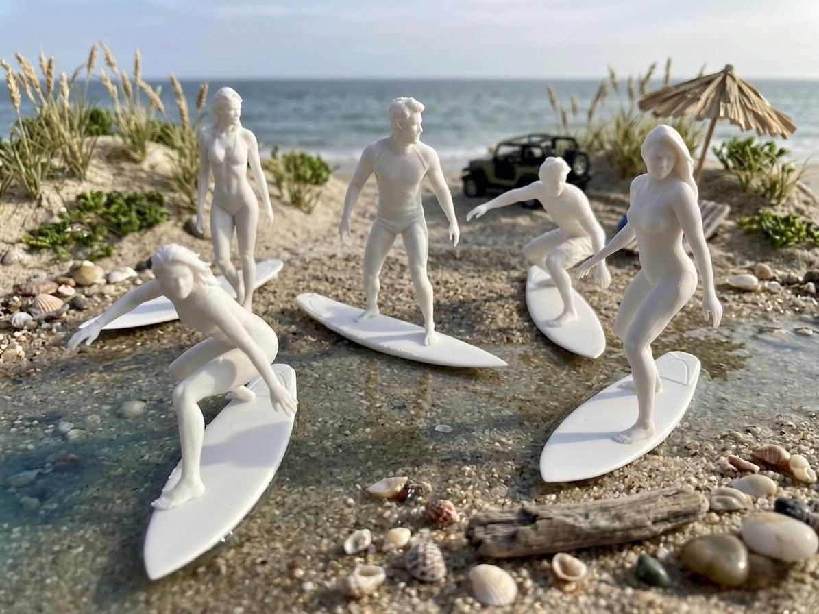 Surfer STL Bundle - 3D Print Files Surfboard Miniatures Scalable STL Figures Beach Diorama Resin & FDM Models