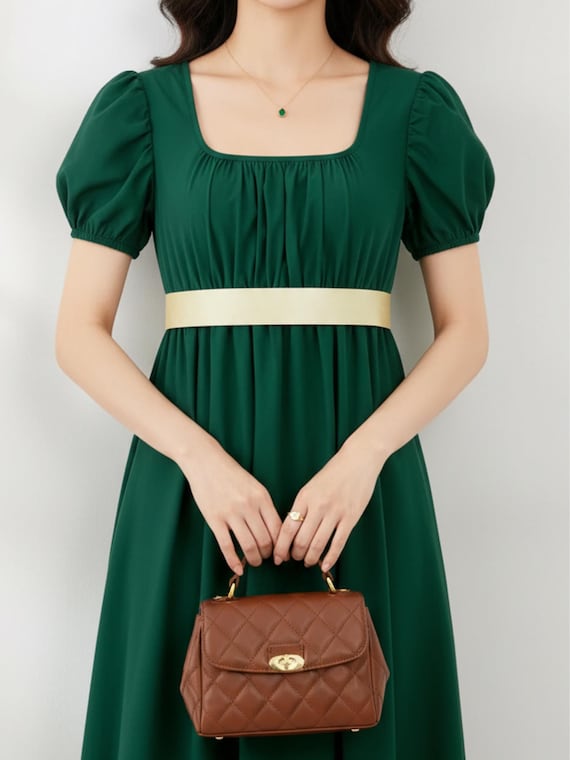 empire waist puff sleeve dress Loose Fit V Neck Midi Pockets - White / XL making it perfect for an outdoor wedding Women's London Times Puff Sleeve