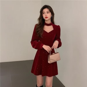 Womens Red and Black Christmas Dress