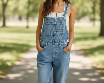 Damen Denim Long Jumpsuit Lässige Overall mit weitem Bein | Loose Fit Strumpfhose für Frauen