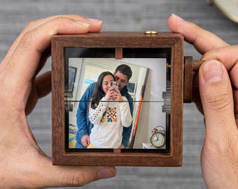 パーソナライズされた木製フォトフリップブックアニメーションボックス、カスタム記念品ギフト