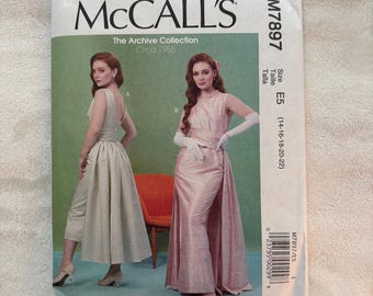 McCall’s Sewing Pattern 1950’s Evening Gown Size 14-22 M7897 Uncut