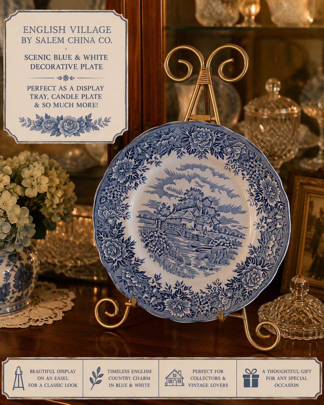 English Village Blue by Salem - Etsy