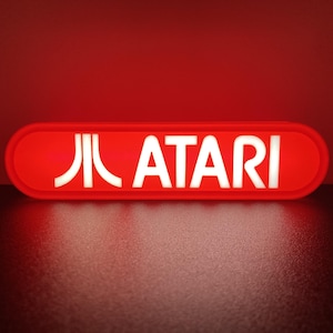 Atari LED Sign | 3D Printed Gaming Room Decor | USB Powered Atari Light | Retro Gamer Gift | Desk Lamp | Game Room Decoration