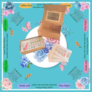 Mahjong Studios – Rose Dragon American Mahjong Tile Set (166 Tiles) Tiles + Teal Mat