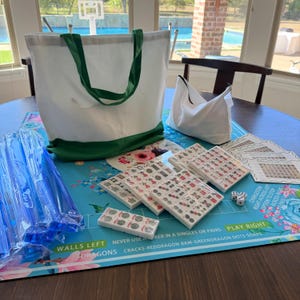 American Mahjong Tile Set: 152 Tiles, Racks, Green Tote & Mat