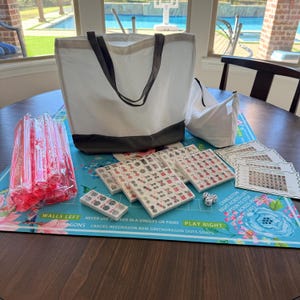 Grey American Mahjong Tile Set: Complete 152-Tile Collection with Racks, Mat & Bags