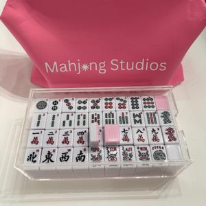 American Mahjong Tile Set: 2-Color Pink 166-Tile Collection with Mat & Bags (Rack Optional) Tiles Only
