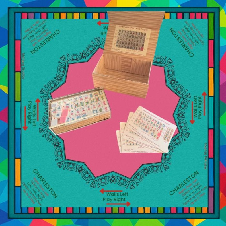 Mahjong Studios – Rose Dragon American Mahjong Tile Set (166 Tiles) Tiles + Lunaflor Mat
