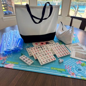 American Mahjong Tile Set: 152 Tiles, Black Tote, Racks, Mat