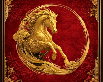 Red Year of the Horse Mahjong Mat - ships rolled