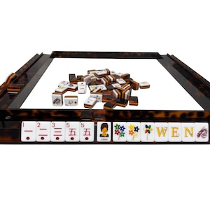 Set di 4 supporti e spingitori per Mahjong in acrilico effetto tartaruga