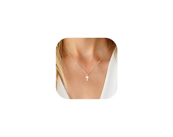 GIFT4U Gold Necklace for Women - Cross Necklace for Women 18K Gold Plated Cross