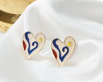 CB Heart Stud Earrings