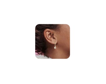 Kyerlyn Birthstone Hoop Earrings for Women April Diamond Birthstone Dangle Drop