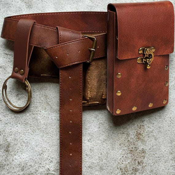Medieval Leather Waist Pouch,belt Bag,phone Holder for  display picture 3
