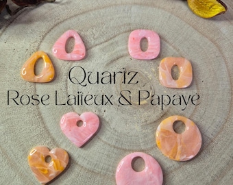 Pendientes intercambiables de cuarzo rosa y papaya – Lova, Karo, Alma, Lina – Joyería artesanal – Se venden sin aros
