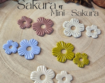 Pendientes intercambiables de Sakura y mini Sakura – flores macizas – joyería artesanal – se venden sin aros – regalo para mujer