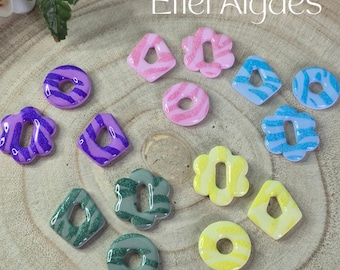 Pendientes intercambiables con efecto algas - formas de ópalo, prisma, donut y sirena - colores pastel - se venden sin aros - regalo