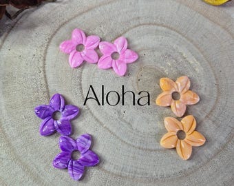 Pendientes Aloha Intercambiables - Flor de Tiaré - Rosa, Morado, Papaya - Joyería Hecha a Mano - Se Venden sin aros - Regalo para mujer