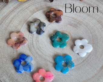 Pendientes intercambiables Bloom – Flores jaspeadas – Joyería artesanal – Pendientes ajustables – Regalo para mujer