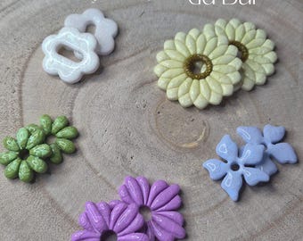 Pendientes de reflexión holográfica con flores barrocas intercambiables - Las Musas del Baile - Se venden sin aros - Joyería artesanal