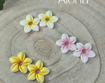 Pendientes Aloha Intercambiables - Flor de Tiaré - Blancos o Amarillos - Joyería Hecha a Mano - Se Venden sin Aros - Regalo para Mujer