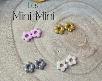 Pendientes Mini-Mini intercambiables - mini flor 1cm - Ideales para orejas pequeñas o capas - se venden sin aros