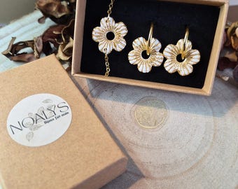 Conjunto de joyería Sakura BOX - pulsera y mini charm Sakura con aro clásico - dorado o plateado - hecho a mano