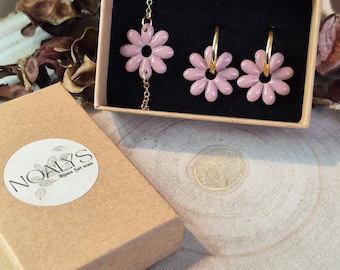 Conjunto de joyero Rosy - mini pulsera Rosy y charm con aro clásico - dorado o plateado - hecho a mano