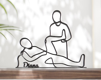 Personlig sjukgymnastfigur - Minimalistisk linjekonstskulptur