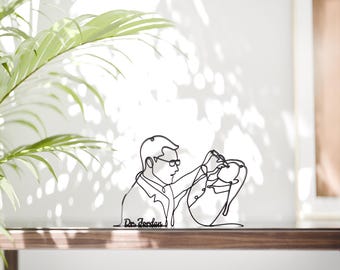 Ophthalmologist Ocular Sonographer, Customized Line Art Figure, 3D Printed Gift, Unique Doctor Gift, Custom Line Art Sculpture, Home Decor