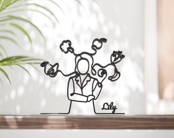 Personalized Female Dietitian Figure - Minimalist Line Art Sculpture