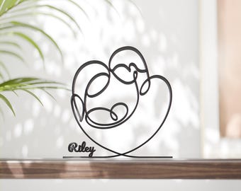 Personalized Newborn Figure - Minimalist Line Art Sculpture