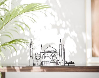 Mezquita de Santa Sofía personalizada - Escultura minimalista de arte lineal
