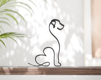 Figura de perro Gran Danés de 18 pulgadas - Escultura minimalista de arte lineal