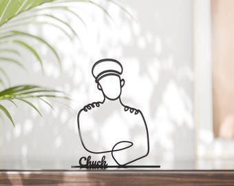 Personalized Pilot Figure - Minimalist Line Art Sculpture