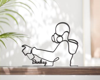 Personalized Graffiti Painter Figure - Minimalist Line Art Sculpture